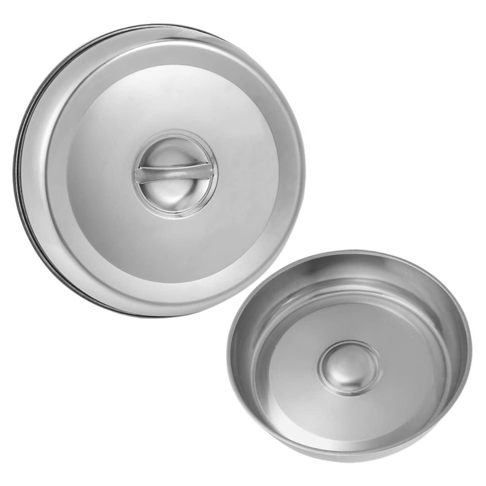 2pcs Grill Cover Stainless Steel Melting Dome Lid Indoor Grill and Griddle Plate Covers for Dinner Plates Stainless Steak Cover Round Baking Pan Food Micro-wave Oven