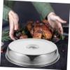 2pcs Grill Cover Stainless Steel Melting Dome Lid Indoor Grill and Griddle Plate Covers for Dinner Plates Stainless Steak Cover Round Baking Pan Food Micro-wave Oven view 4