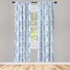 Ambesonne Watercolor Window Curtains Pack of 2, Old Fashioned Floral Motifs Traditional Moroccan Elements Classical, Lightweight Set with Rod Pocket, 4 Panels of - 28" x 84", Blue Green view 2