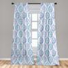 Ambesonne Watercolor Window Curtains Pack of 2, Old Fashioned Floral Motifs Traditional Moroccan Elements Classical, Lightweight Set with Rod Pocket, 4 Panels of - 28" x 84", Blue Green view 3