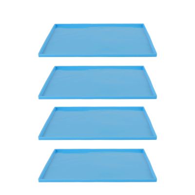 4Pcs Silicone Dehydrator Mats High Temperature Prevent Sticking Fruit Dehydrator Trays with Edges (Blue)