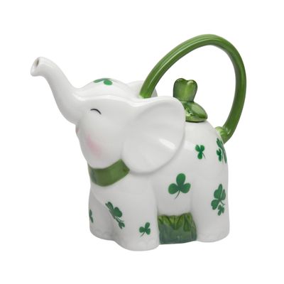 56652 Fine Porcelain Shamrock Lucky Elephant Teapot, 7-1/4" L