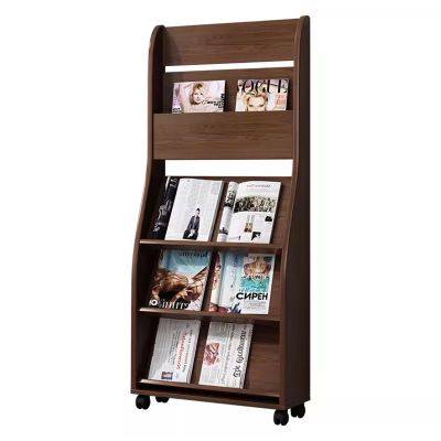GRFIT Magazine Rack Wooden Magazine Storage Rack Information Rack Floor Display Rack House Plan Publicity Display Rack Vertical Newspaper Shelves Newspaper Display Rack