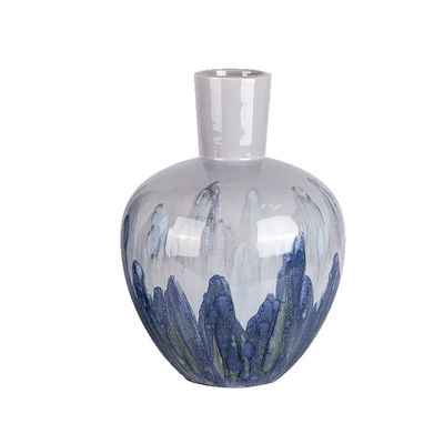 Home Vase Retro Chinese Zen Artistic Conception Hand-Painted Kiln Glaze Gray Flower Vase Home Living Room Ceramic Vase Decorative Vase
