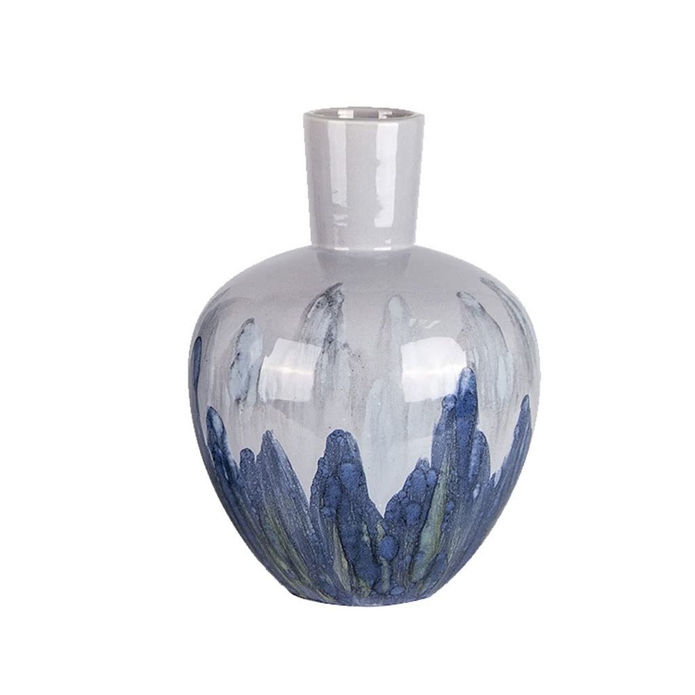 Home Vase Retro Chinese Zen Artistic Conception Hand-Painted Kiln Glaze Gray Flower Vase Home Living Room Ceramic Vase Decorative Vase