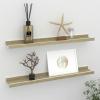 BaraSh Wall Shelves 2 pcs Shelving Wall Mounted Bedroom Decor Shelves for Wall Storage Shelves Decorative Shelves White and Sonoma Oak 23.6"x3.5"x1.2" view 1