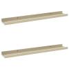 BaraSh Wall Shelves 2 pcs Shelving Wall Mounted Bedroom Decor Shelves for Wall Storage Shelves Decorative Shelves White and Sonoma Oak 23.6"x3.5"x1.2" view 3