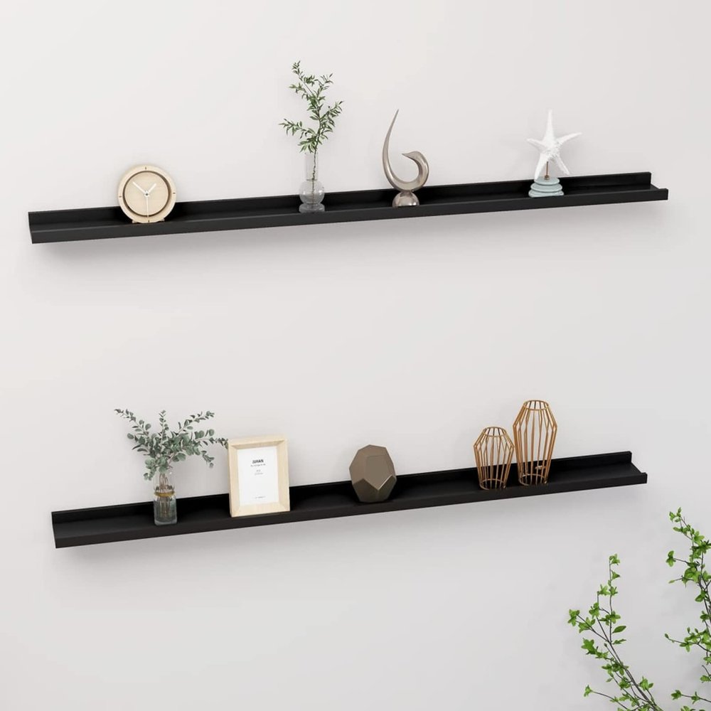 BaraSh Wall Shelves 2 pcs Shelving Wall Mounted Bedroom Decor Shelves for Wall Storage Shelves Decorative Shelves Black 45.3"x3.5"x1.2"