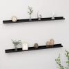 BaraSh Wall Shelves 2 pcs Shelving Wall Mounted Bedroom Decor Shelves for Wall Storage Shelves Decorative Shelves Black 45.3"x3.5"x1.2" view 1