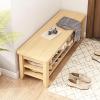 HUHJYUGE 2-Tier Shoe Cabinet Entryway, Modern Shoe Rack Bench with Cushion, Durable Stable Shoe Organizer Bench Seat Easy Assembly, for Entryway, Living Room, Bedroom view 2