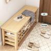 HUHJYUGE 2-Tier Shoe Cabinet Entryway, Modern Shoe Rack Bench with Cushion, Durable Stable Shoe Organizer Bench Seat Easy Assembly, for Entryway, Living Room, Bedroom view 4