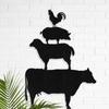 Black Metal Chicken, Pig, Horse, Cow Wall Decor Metal Wall Sculptures Hanging for Dining Room Bedroom Bathroom Hallway - 30" Black view 2