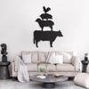 Black Metal Chicken, Pig, Horse, Cow Wall Decor Metal Wall Sculptures Hanging for Dining Room Bedroom Bathroom Hallway - 30" Black view 3