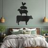 Black Metal Chicken, Pig, Horse, Cow Wall Decor Metal Wall Sculptures Hanging for Dining Room Bedroom Bathroom Hallway - 30" Black view 4