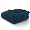 FY FIBER HOUSE Fleece Throw Blankets with 3D Pattern  Warm Super Soft Fluffy Cozy Decorative Blanket for Bed,Couch,Sofa,Camping,Travel(108"x90",Navy) view 1