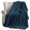 FY FIBER HOUSE Fleece Throw Blankets with 3D Pattern  Warm Super Soft Fluffy Cozy Decorative Blanket for Bed,Couch,Sofa,Camping,Travel(108"x90",Navy) view 2