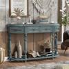 52'' Modern and Contemporary Curved Console Table Sofa Table with 4 Drawers and Shelf,Wooden Accent Cabinet Sideboard with Metal Handles for Hallway Living Room(Antique Blue-huv01) view 3