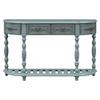 52'' Modern and Contemporary Curved Console Table Sofa Table with 4 Drawers and Shelf,Wooden Accent Cabinet Sideboard with Metal Handles for Hallway Living Room(Antique Blue-huv01) view 4