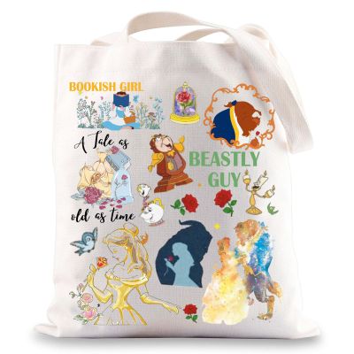 G2TUP Beaty Story Inspired Tote Bag Fairy Tales Fans Gift Tale As Old As Time Fairy Tale Shopping Bag Beauty Story Merch (Beaty B TG)