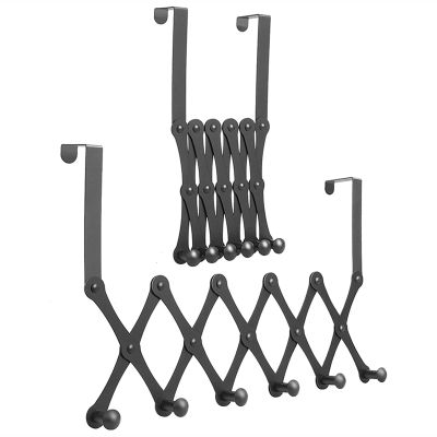 Wall Mounted Coat Rack Robe Hook Hat Rack Over The Door Hook Organizer Rack Retractable Metal Coat Hanger Door Space Saving Bathroom Towels Clothes Hanger 2 Packs Coat Rack Wall Mounted