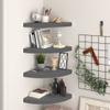 VRAXO Floating Corner Shelves 4 pcs High Gloss Gray 13.8"x13.8"x1.5" MDF,Wall Shelves & Ledges-11.11lbs view 1