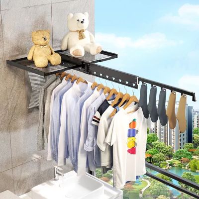 Foldable Portable Space Saving Clothes Drying Rack, Wall Mounted Clothes Rack,Metal Hanging Drying Rack Space Saver For Laundry, Bathroom, Balcony, Aluminum Alloy Drying Rack Wall Mounted Clothes Rack