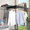 Foldable Portable Space Saving Clothes Drying Rack, Wall Mounted Clothes Rack,Metal Hanging Drying Rack Space Saver For Laundry, Bathroom, Balcony, Aluminum Alloy Drying Rack Wall Mounted Clothes Rack view 3