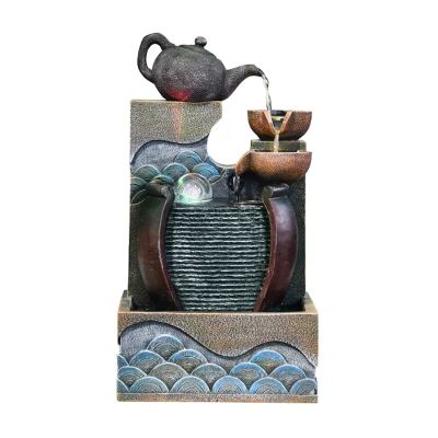 FUKUHARA Waterfall Fountain Indoor Tabletop Fountain Resin Waterfall Tabletop Fountain Decoration Indoor Meditation Waterfall with Submersible Pump Home Fountain