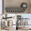 Foldable Portable Space Saving Clothes Drying Rack,Extendable Clothing Dryer Rack, Clothes Drying Rack Wall Mounted With Suction Cup,Laundry Drying Rack With Towel Bar,Space Aluminium Drying Rack Wall view 3