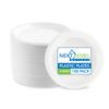 Next Level Stuff White Plastic Plates, 9 Inch, 100 Count  Disposable and Microwavable Dinnerware for Weddings, Party, Dinner, Dessert, Appetizers view 1