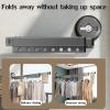 Foldable Portable Space Saving Clothes Drying Rack, Suction Cup Drying Rack, Wall Mounted Clothes Rack,Laundry Drying Rack With Towel Bar, Extendable Clothing Dryer Rack, Black 81.5cm,129.5cm Wall Mou view 2
