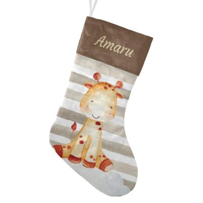 NZOOHY Safari Animal Giraffe Personalized Christmas Stocking Custom Sock, Fireplace Hanging Stockings with Name Family Holiday Party Decor