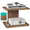 WALI Floating TV Shelf, 2 Tier Projector Shelf for DVD Players, Routers, Game Consoles, Cable Boxes, Living Room Decor Accessories, Wall Mount Shelves Holds Up to 22lbs (CS202N), 2-Shelf, Walnut Brown view 1
