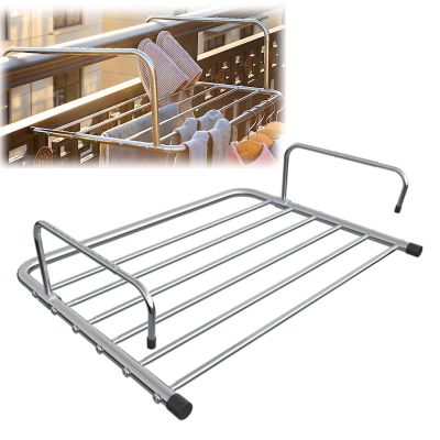 Stainless Steel Extendable Foldable Airer Indoor, Portable Clothes Drying Rack For Balcony Railings Windowsill, Radiator Clothes Airer Rack, Adjustable Hook Length, Silver ( Color : Silver , Size : 40