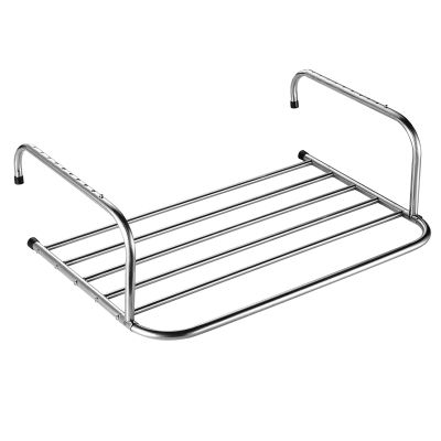 Radiator Clothes Airer Rack, Portable Clothes Drying Rack For Balcony Railings Windowsill, Foldable 6 Bar Clothes Airer Indoor With Adjustable Arms,Stainless Steel Drying Rack ( Color : Silver , Size