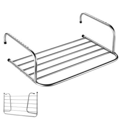 Stainless Steel Hanging Dryer, Radiator Clothes Airer Rack,Folding Clothes Towels Drying Rack Hanging On The Door Bathroom Windowsill Guardrail Corridor Balcony, Silver 40x38x18cm ( Color : Silver , S