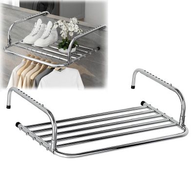 Foldable 5 Bar Clothes Airer Indoor With Adjustable Arms, Stainless Steel Radiator Folding Airer, Balcony Dryer Wall Dryer Radiator Dryer, Hanging Drying Rack Airer,Silver ( Color : Silver , Size : 50