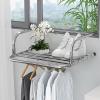 Stainless Steel Hanging Dryer, Multifunction Balcony Radiator Drying Rack, 5 Bar Radiator Hanging Rail, Foldable Clothes Airer With Adjustable Arms, Folding Towel Rack, Silver 40x38x18cm ( Color : Sil view 3