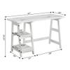 Pemberly Row Trestle Desk with Shelves in White Faux Marble Wood Finish view 3