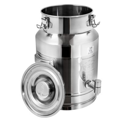 15L/3.96Gal Beverage Drink Dispenser, 304 Stainless Steel Milk Can w/Spigot, Milk Transport Barrel, Milk Pail Bucket for Milk Wine Oil Hot Tea Coffee Water Juice Soup