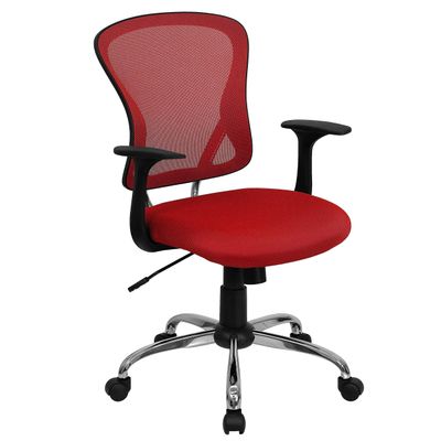 Pemberly Row Modern/Contemporary Mid Back Mesh Office Chair in Red