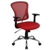 Pemberly Row Modern/Contemporary Mid Back Mesh Office Chair in Red view 1