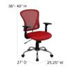 Pemberly Row Modern/Contemporary Mid Back Mesh Office Chair in Red view 3