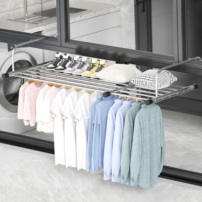 Folding Retractable Collapsible Drying Rack Clothing, Collapsible Portable Laundry Racks For Drying Clothes Towels Bed Linen, Used As A Balcony Shelf For Potted Plants, Silver ( Color : Silver , Size