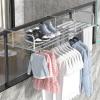 Balcony Drying Rack, Extendable Clothing Dryer Rack,Stainless Steel Multifunctional Folding Balcony Shoe Rack Radiator Clothes Drying Rack,shoe Rack,Wall Mounted Clothes Rack,Silver ( Color : Without view 1