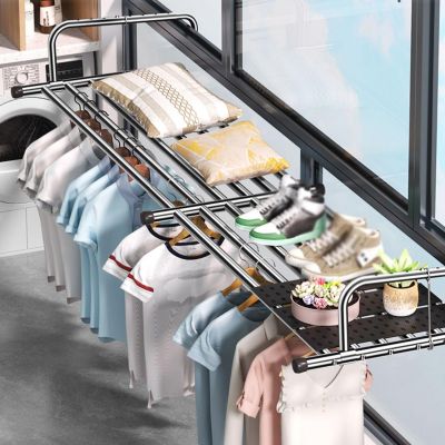 Clothes Drying Rack Balcony Shoe Rack, Extendable Balcony Radiator Drying Rack Stainless Steel Folding Airer, For Hanging Clothes Towel Underwear Shoes Socks (78-140cm) ( Color : Silver , Size : 60-10
