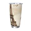 20oz Tumbler with Lid Vacuum Insulated Tumbler Vintage Paris Eiffel Tower Butterfly Stainless Steel Car Cup Insulated Coffee Mug for Travel Reusable Double Walled Thermal Cup for Hot Cold Drinks view 1