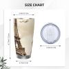 20oz Tumbler with Lid Vacuum Insulated Tumbler Vintage Paris Eiffel Tower Butterfly Stainless Steel Car Cup Insulated Coffee Mug for Travel Reusable Double Walled Thermal Cup for Hot Cold Drinks view 3