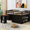 CKLMMC Full Size Loft Bed with Retractable Writing Desk and 3 Drawers, Wooden Multifunctional Bed with Storage Stairs and Shelves for Kids,Teens (Espresso/F+Desk, Full) view 3