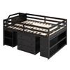 CKLMMC Full Size Loft Bed with Retractable Writing Desk and 3 Drawers, Wooden Multifunctional Bed with Storage Stairs and Shelves for Kids,Teens (Espresso/F+Desk, Full) view 4
